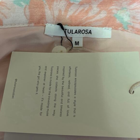 NEW Tularosa Kaia Orange Floral Ruffle Short Sleeve Peplum Crop Blouse Top Sz M - Picture 5 of 6